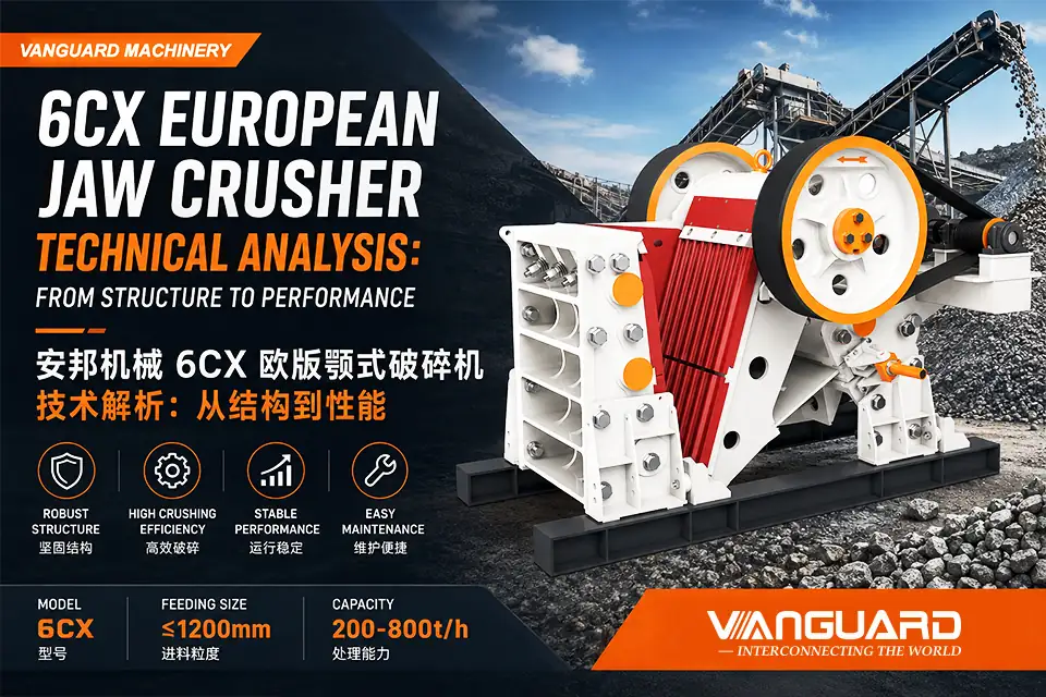 Щековая дробилка 6CX европейского типа от Vanguard Machinery: конструкция, принцип и характеристики
